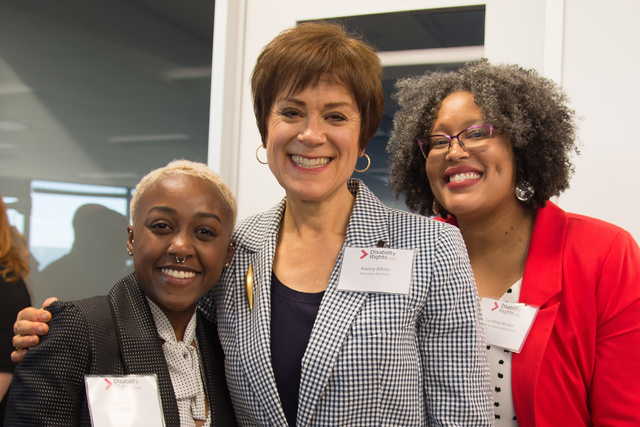 DRO Intern Ilee Tyler poses with Executive Assistant Nancy Bibler and Development and Grants Manager Lyndsey Brown at the 2018 DRO Open House